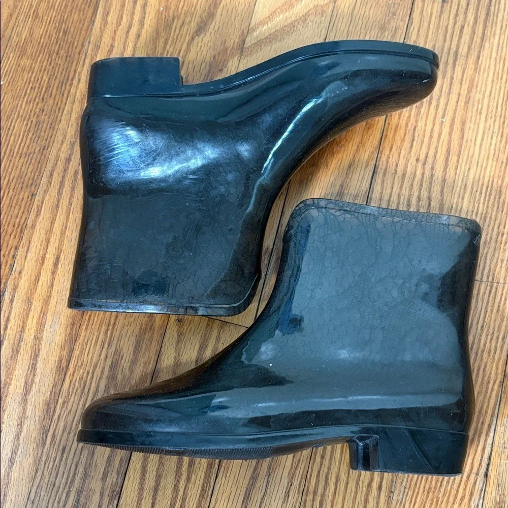 Mel‎ by Melissa Lace lined Jelly Rain Booties Black size 7